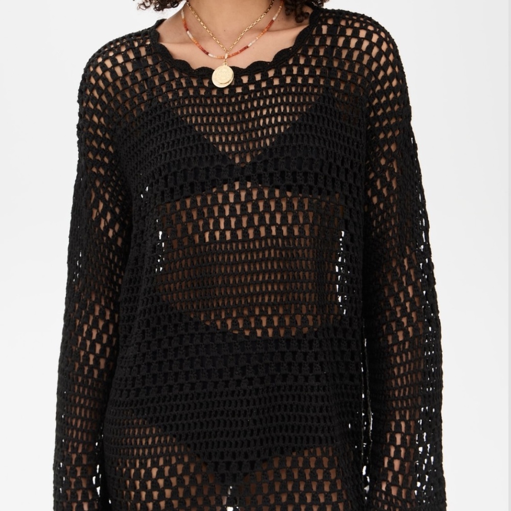 Black Crochet Show Me Your Mumu Pullover Top
